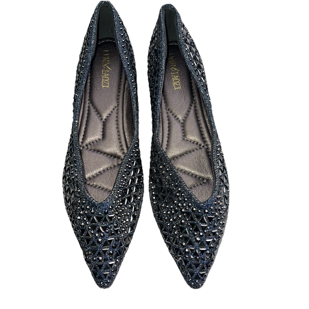 Rivets Flats Pointed Toe Glitter Beading Ballerian Shoes Shallow Mouth Sequined - Picture 4 of 8